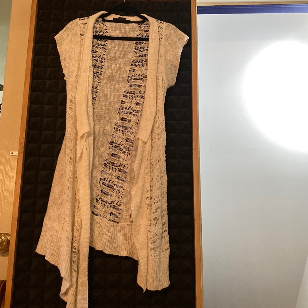 Long crochet lacy sleeveless sweater